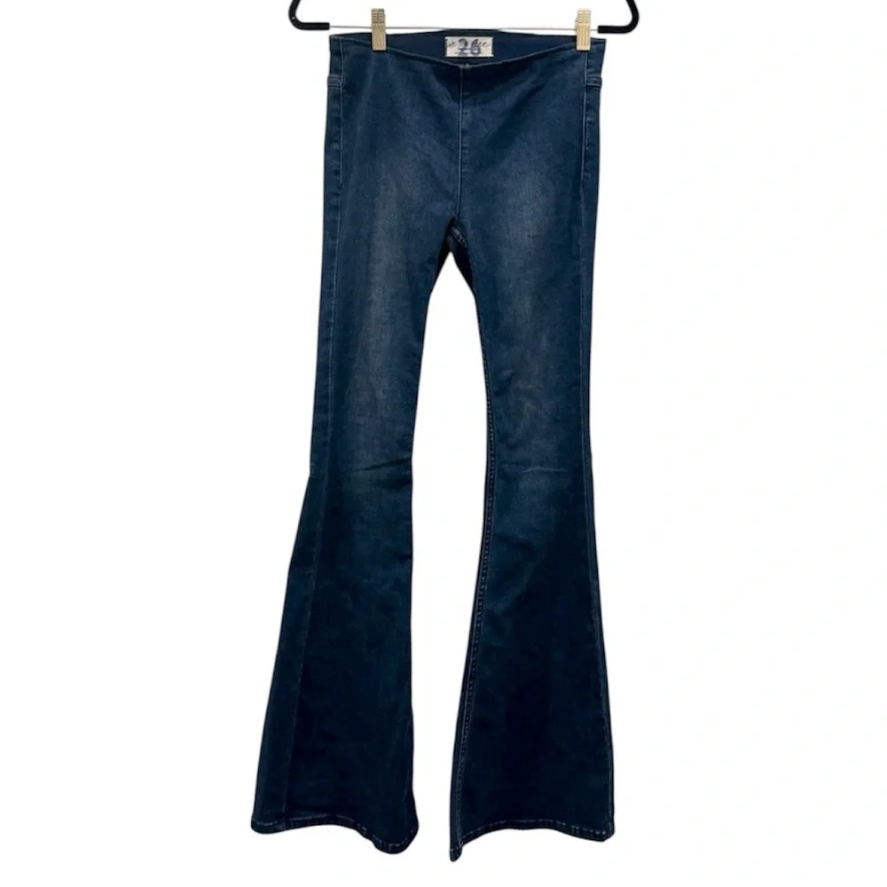 Free People We The‎ Free Penny Pull-On Flare Jeans Size 26 Dark Wash Boho